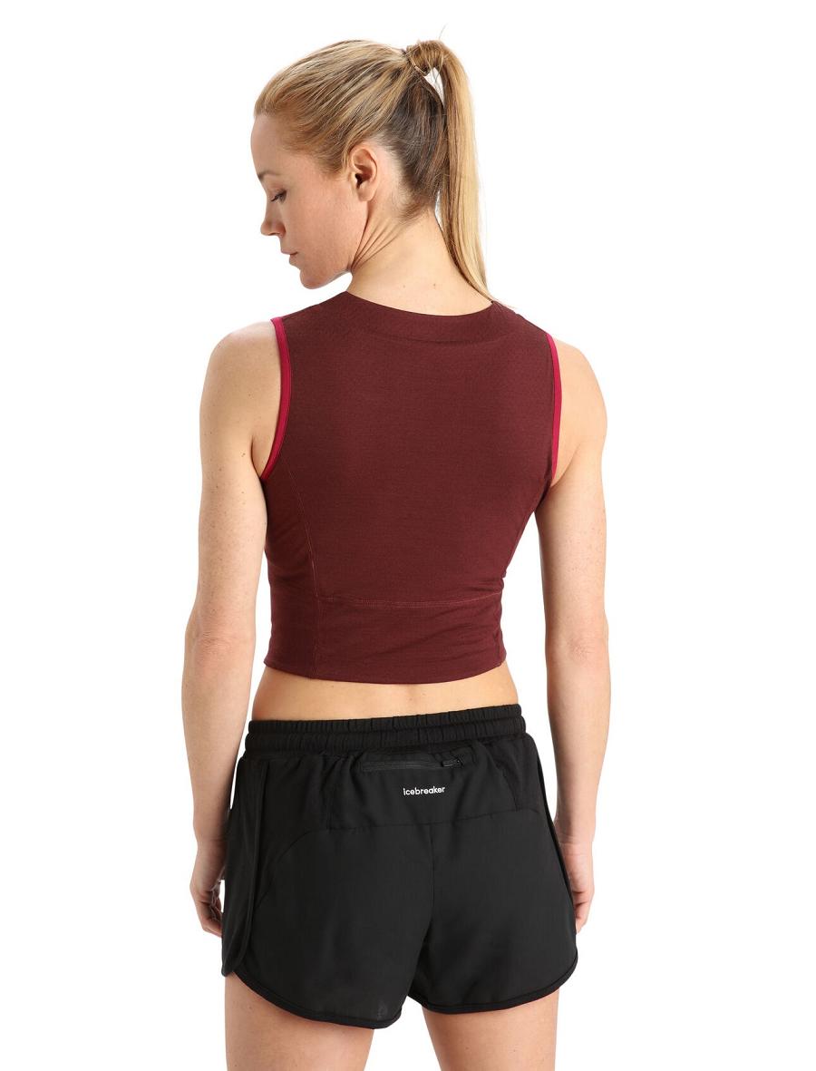 Icebreaker ZoneKnit™ Merino Cropped Bra-Tank Női Póló Rózsaszín | HU 1573EBCX